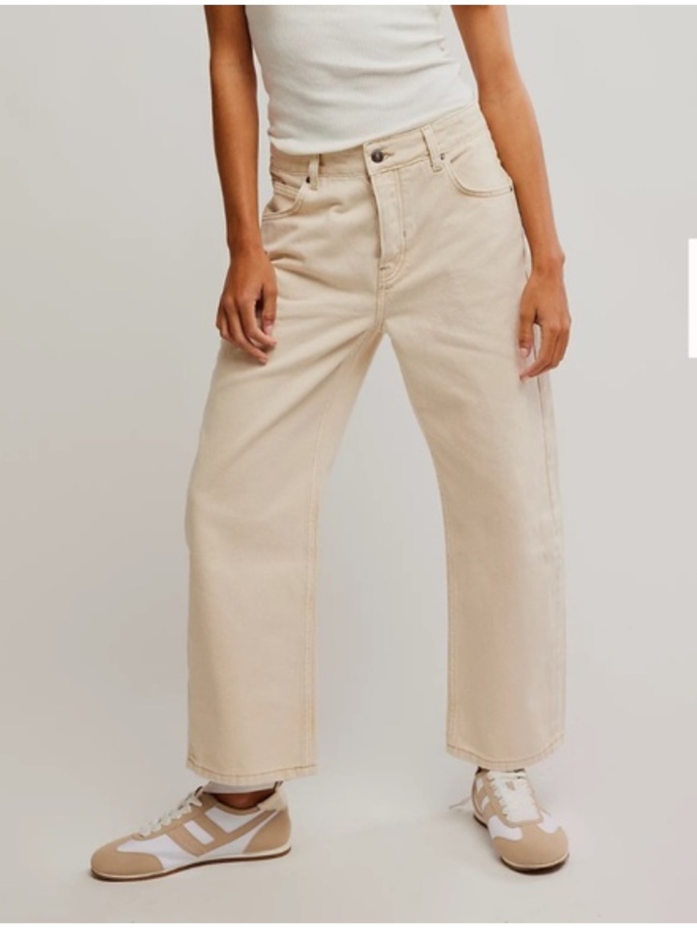 Free People Deep Trance Dropped Boyfriend Cream Jeans